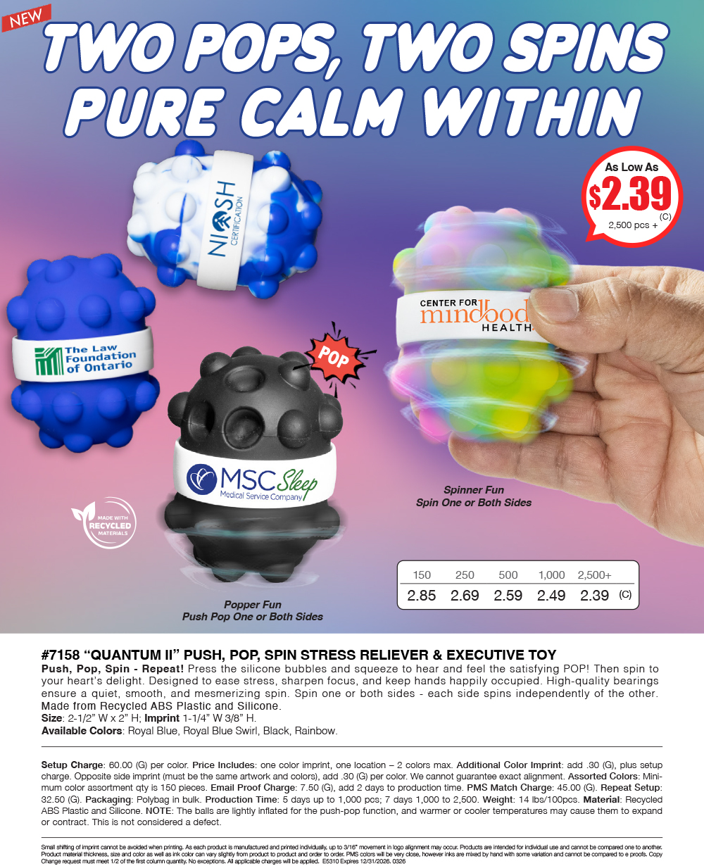 7158 QUANTUM II - PUSH, POP, SPIN STRESS RELIEVER & EXECUTIVE TOY