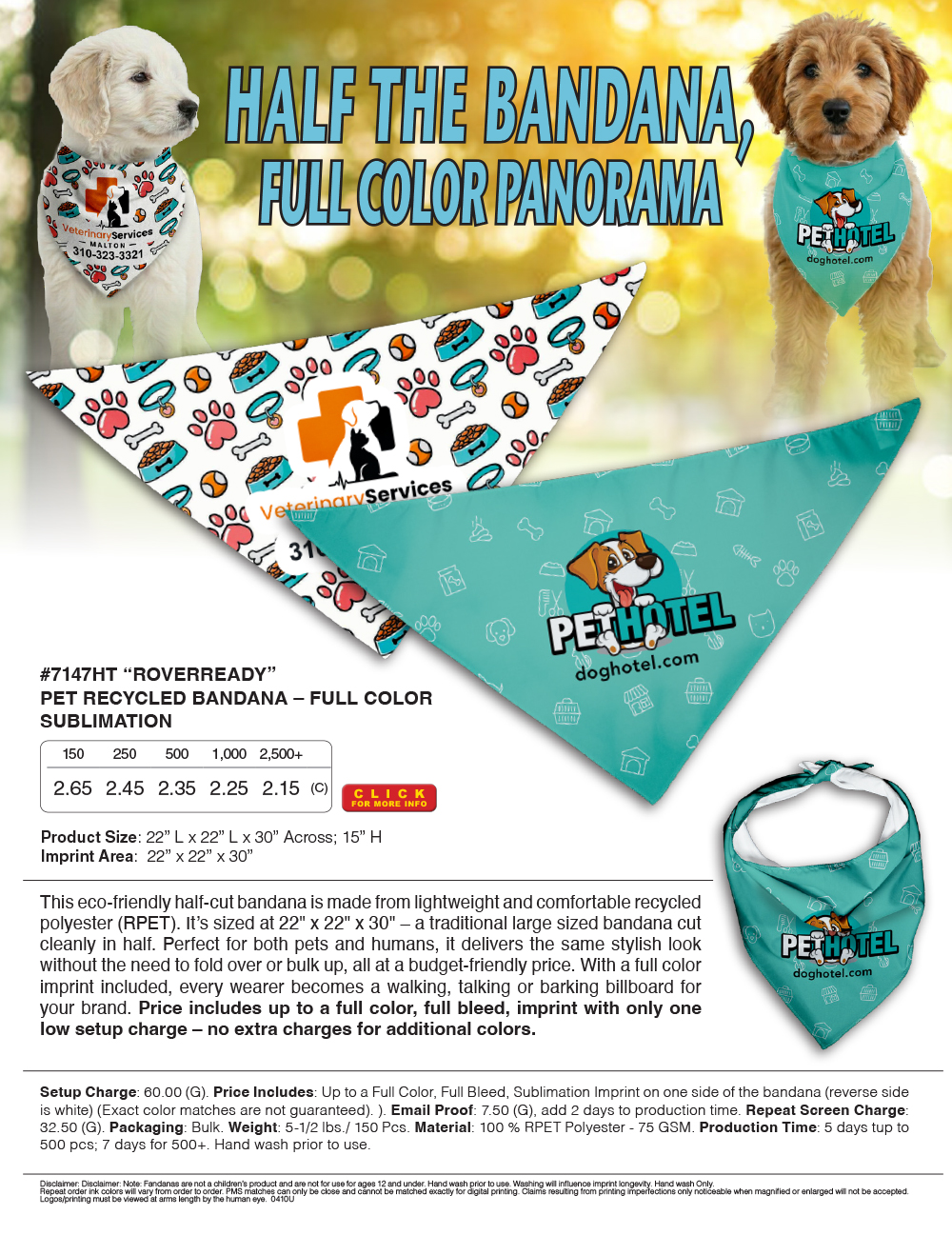 #7147HT Pet Recycled Bandana