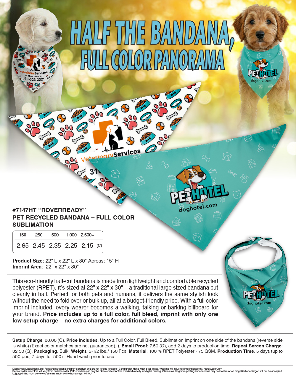 #7147HT Pet Recycled Bandana