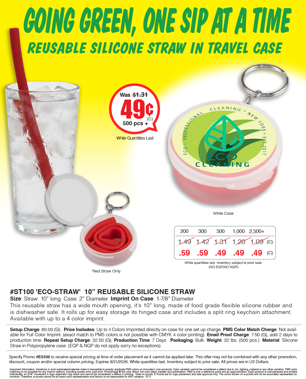ST100 Red Silicone Straw Closeout