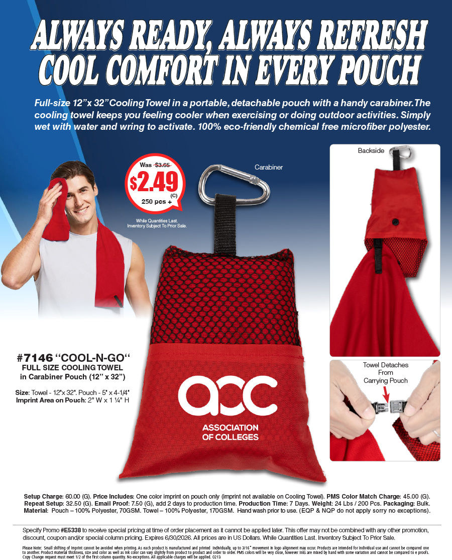 7146 Cooling Towel in Carabiner Pouch
