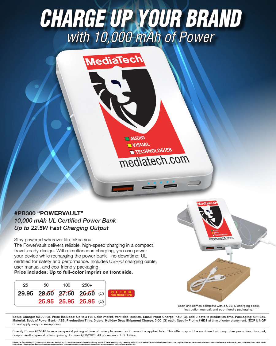 PB300 PowerVault - 10,000 mAh UL Certified Power Bank