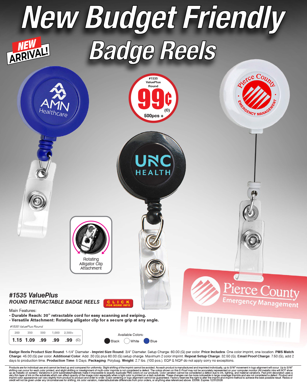1535 ValuePlus Round Retractable Badge Reels