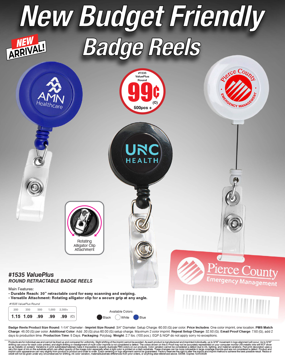 1535 ValuePlus Round Retractable Badge Reels