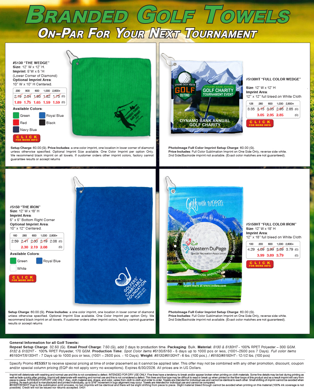 5130 5150 5130HT 5150HT Microfiber Golf Towel