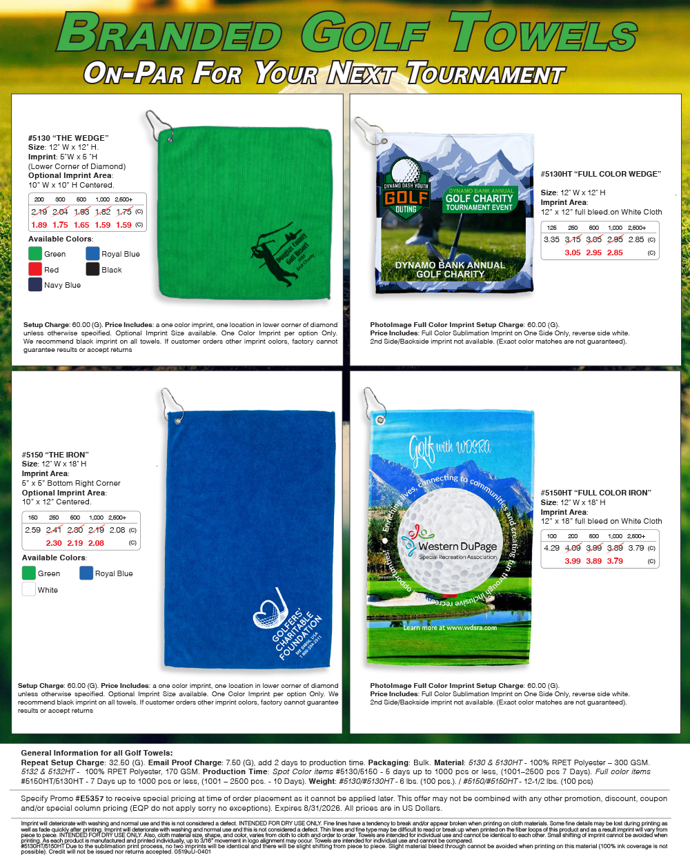 5130 5150 5130HT 5150HT Microfiber Golf Towel