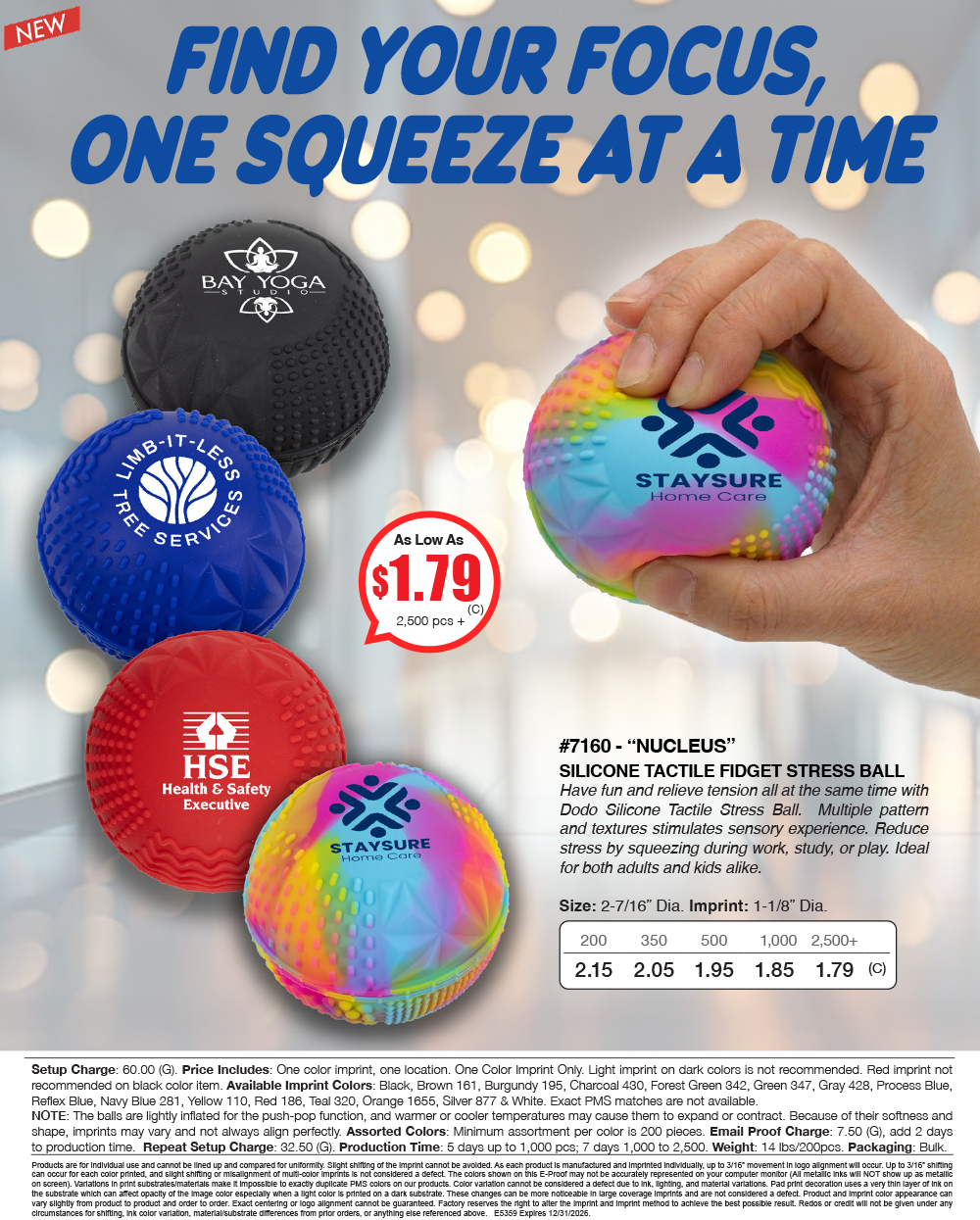 7160 - Nucleus - Silicone Tactile Fidget Stress Ball