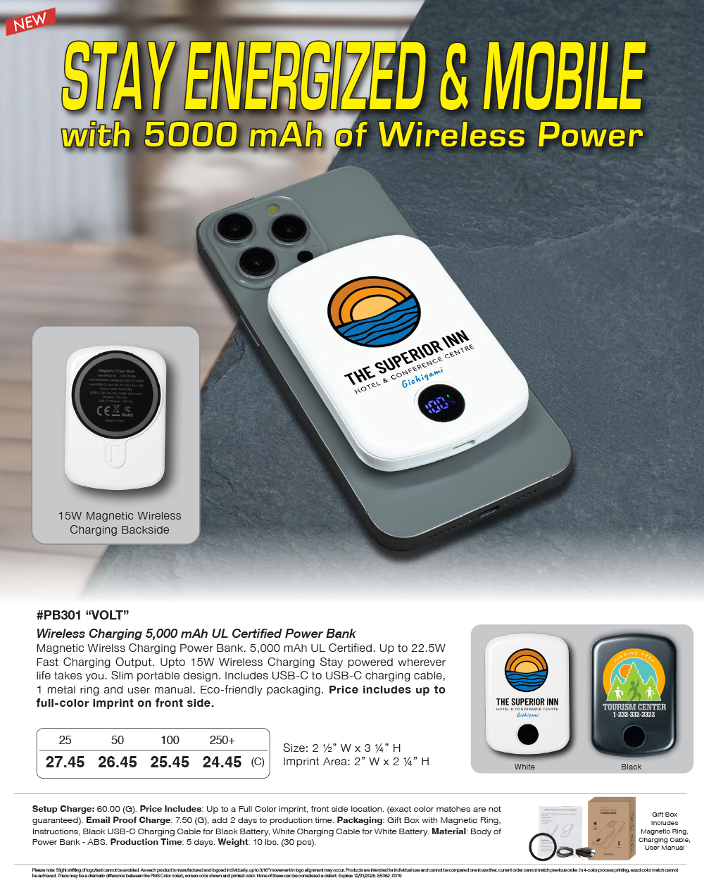 PB301 - MAGVOLT - 5,000 mAh UL Certified Power Bank