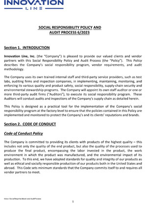 Social Responsibility & Audit Policy