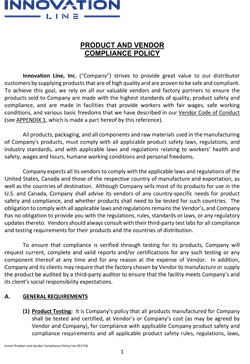 Product & Vendor Compliance Policy